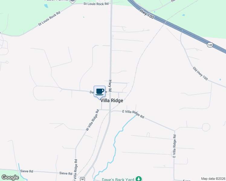 map of restaurants, bars, coffee shops, grocery stores, and more near 456 Highway M in Villa Ridge