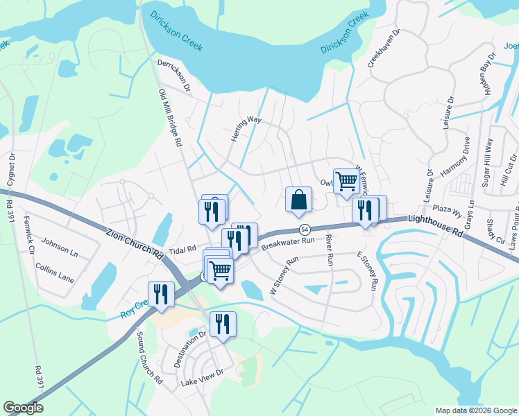 map of restaurants, bars, coffee shops, grocery stores, and more near 32472 Killdeer Drive in Selbyville
