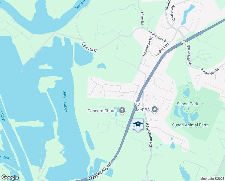 map of restaurants, bars, coffee shops, grocery stores, and more near 5513 Duchesne Parque Drive in Saint Louis