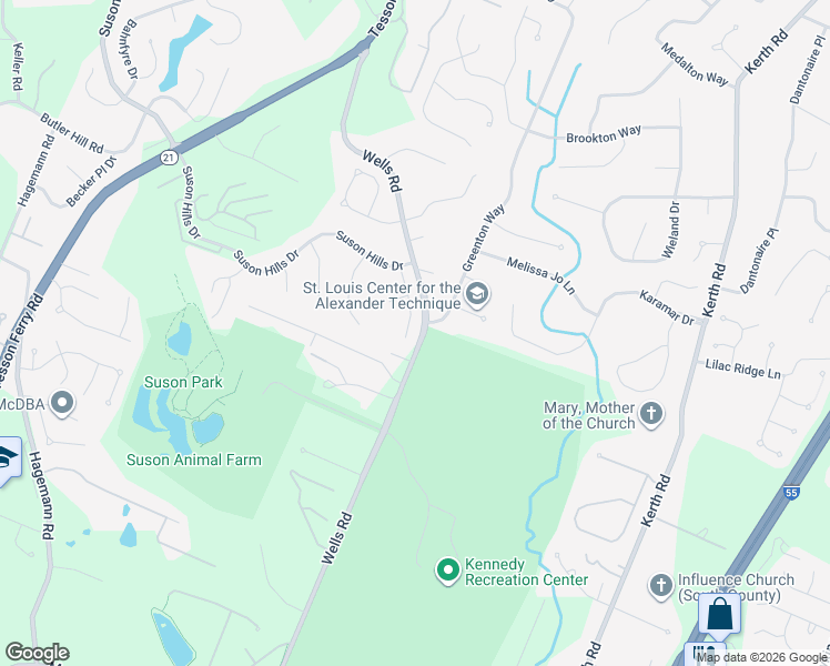 map of restaurants, bars, coffee shops, grocery stores, and more near 5974 Ponderosa Court in St. Louis