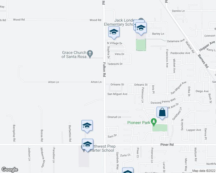 map of restaurants, bars, coffee shops, grocery stores, and more near 2492 Avignon Circle in Santa Rosa