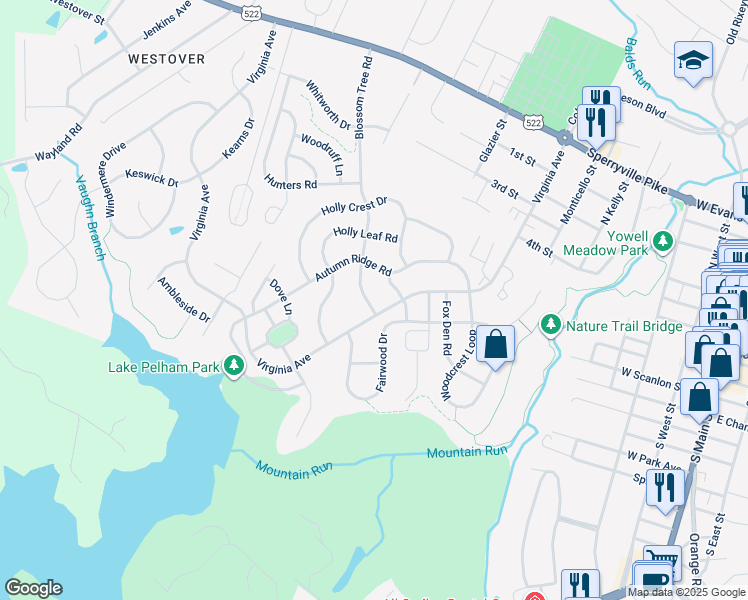 map of restaurants, bars, coffee shops, grocery stores, and more near 753 Blossom Tree Road in Culpeper