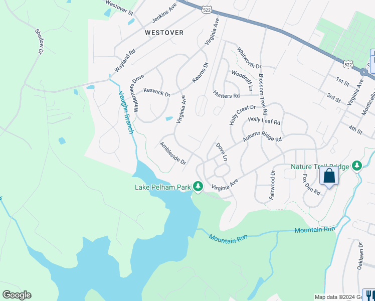 map of restaurants, bars, coffee shops, grocery stores, and more near 1032 Virginia Avenue in Culpeper