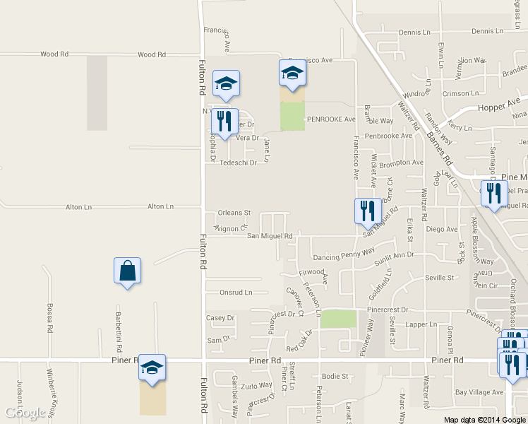 map of restaurants, bars, coffee shops, grocery stores, and more near 2222 Saint Chapelle Street in Santa Rosa