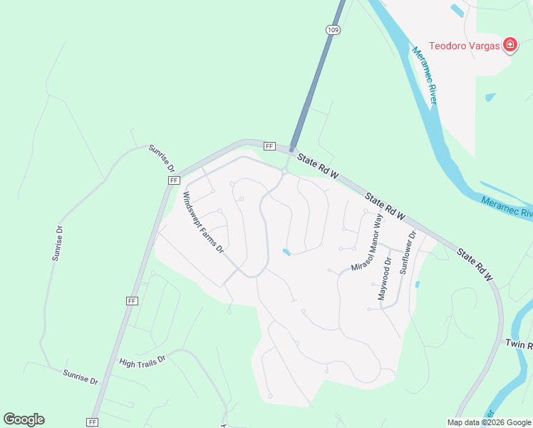 map of restaurants, bars, coffee shops, grocery stores, and more near 2064 Windswept Farms Drive in Eureka