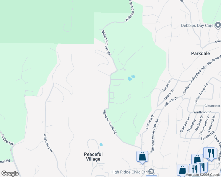 map of restaurants, bars, coffee shops, grocery stores, and more near 5821 Stieren Drive in High Ridge