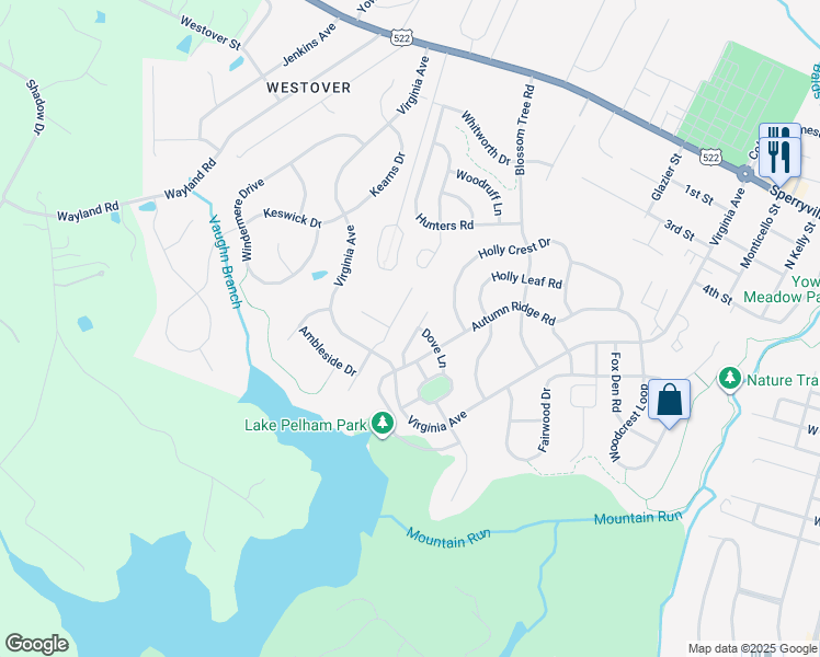 map of restaurants, bars, coffee shops, grocery stores, and more near 860 Persimmon Place in Culpeper