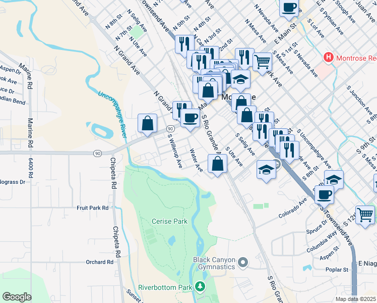 map of restaurants, bars, coffee shops, grocery stores, and more near 147 Water Avenue in Montrose