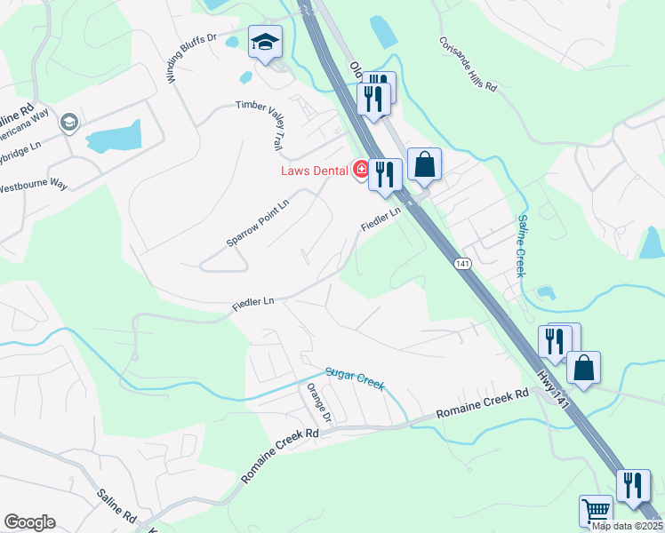 map of restaurants, bars, coffee shops, grocery stores, and more near 1727 Bridleton Woods Drive in Fenton