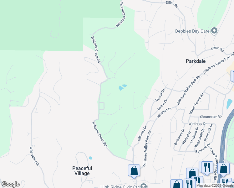 map of restaurants, bars, coffee shops, grocery stores, and more near 5812 Stieren Court in High Ridge