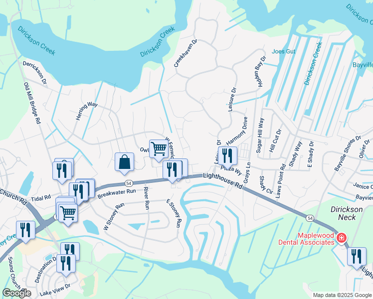 map of restaurants, bars, coffee shops, grocery stores, and more near 31209 Camellia Drive in Selbyville
