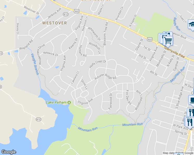 map of restaurants, bars, coffee shops, grocery stores, and more near 760 Holly Leaf Road in Culpeper