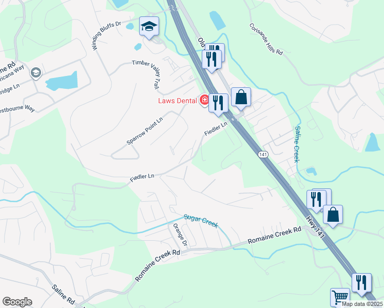 map of restaurants, bars, coffee shops, grocery stores, and more near 1727 Bridleton Woods Drive in Fenton