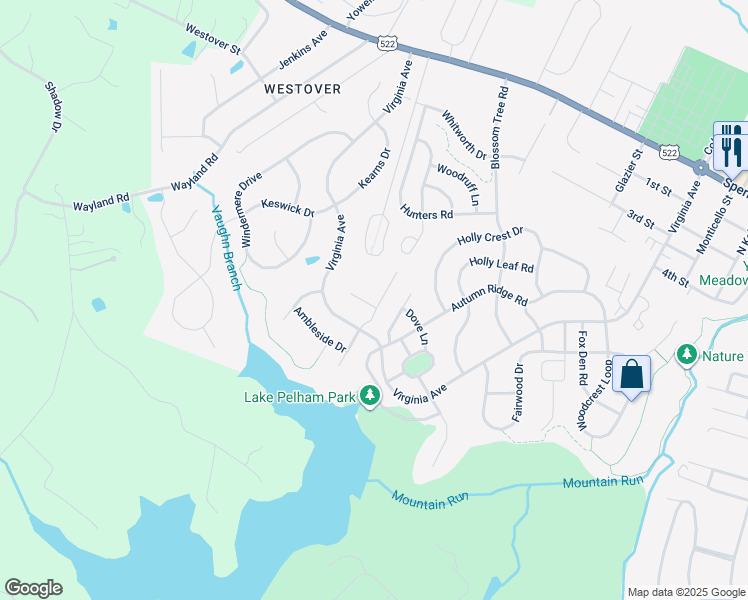 map of restaurants, bars, coffee shops, grocery stores, and more near 835 Belvedere Court in Culpeper