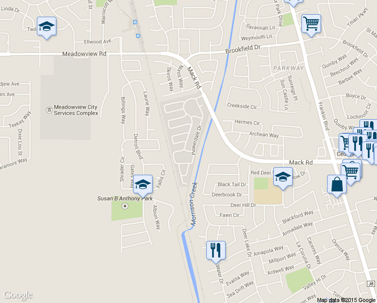 map of restaurants, bars, coffee shops, grocery stores, and more near Kiley Lane in Sacramento