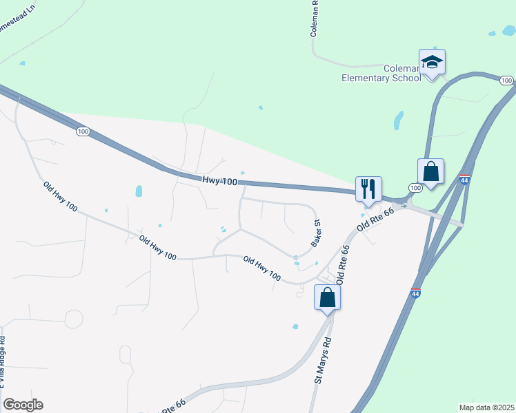 map of restaurants, bars, coffee shops, grocery stores, and more near 634 Churchill Court in Villa Ridge