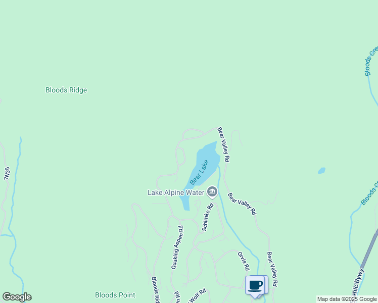 map of restaurants, bars, coffee shops, grocery stores, and more near 75 Mule Ear Road in Bear Valley