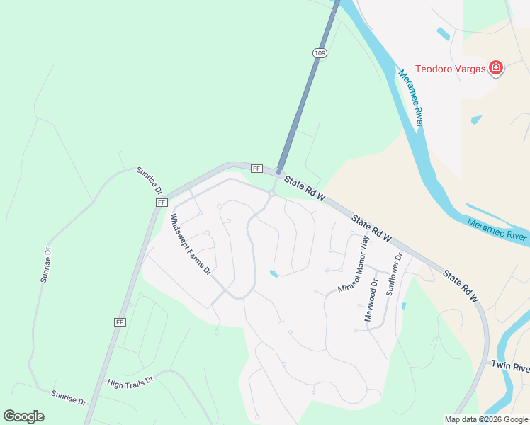 map of restaurants, bars, coffee shops, grocery stores, and more near 2028 Windswept Farms Drive in Eureka