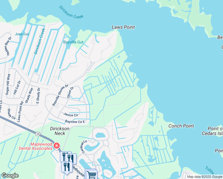 map of restaurants, bars, coffee shops, grocery stores, and more near 38381 Peppers Landing Lane in Selbyville