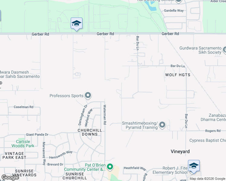 map of restaurants, bars, coffee shops, grocery stores, and more near 7738 Dersingham Drive in Sacramento