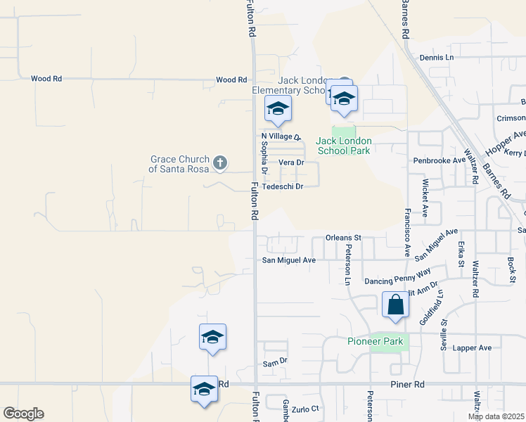 map of restaurants, bars, coffee shops, grocery stores, and more near 2220 Fulton Road in Santa Rosa