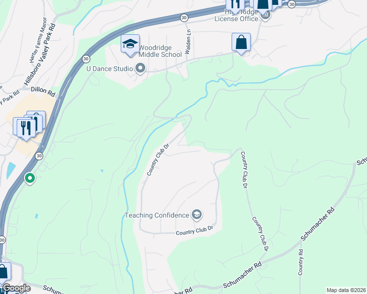 map of restaurants, bars, coffee shops, grocery stores, and more near 2280 Saint Andrew in High Ridge