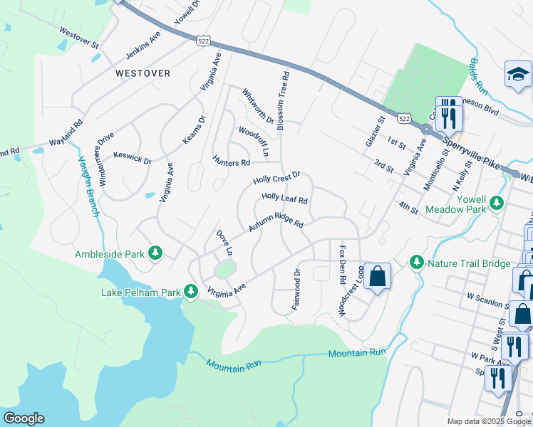 map of restaurants, bars, coffee shops, grocery stores, and more near 760 Holly Leaf Road in Culpeper