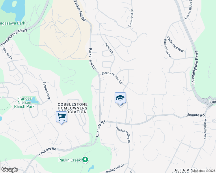 map of restaurants, bars, coffee shops, grocery stores, and more near 3498 Bonita Vista Drive in Santa Rosa