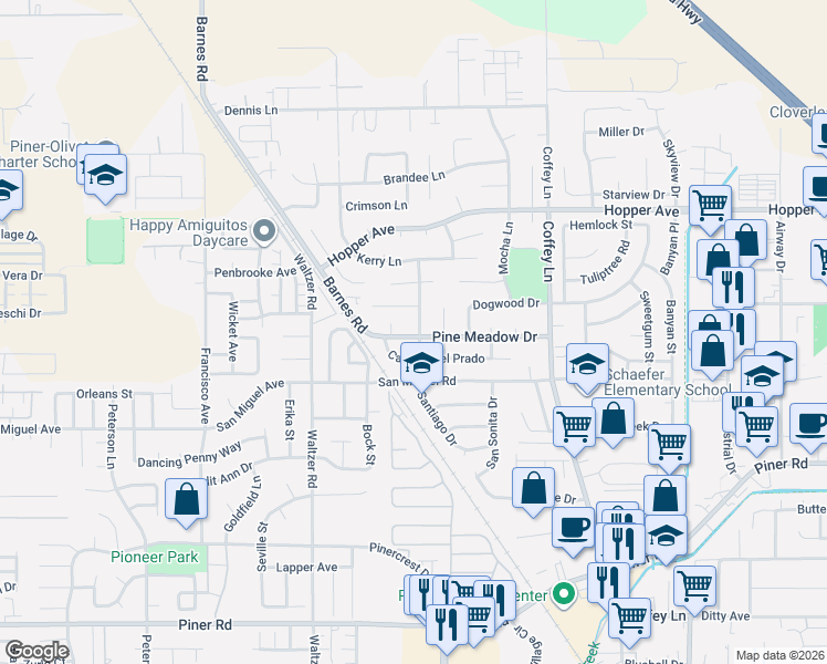 map of restaurants, bars, coffee shops, grocery stores, and more near 2004 Shelbourne Way in Santa Rosa