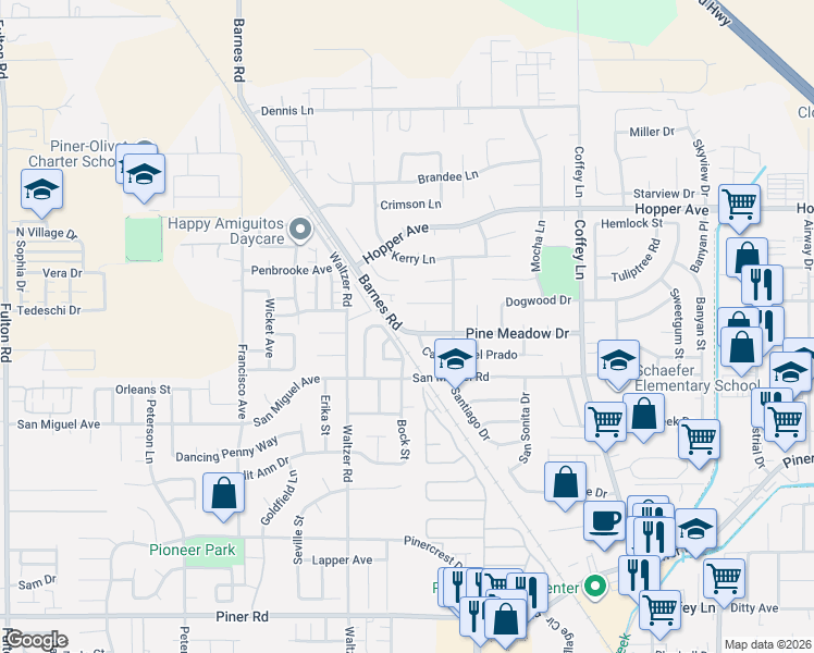 map of restaurants, bars, coffee shops, grocery stores, and more near 2036 Shelbourne Way in Santa Rosa