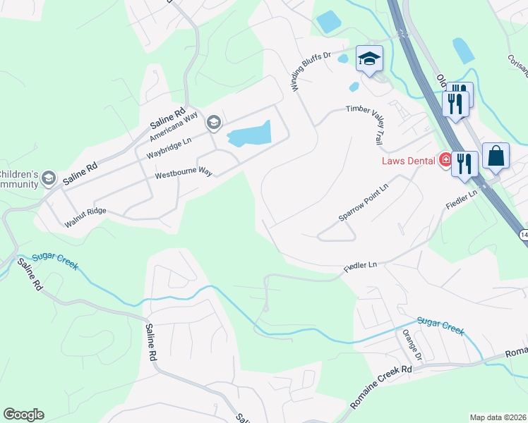 map of restaurants, bars, coffee shops, grocery stores, and more near 741 Winding Bluffs Drive in Fenton