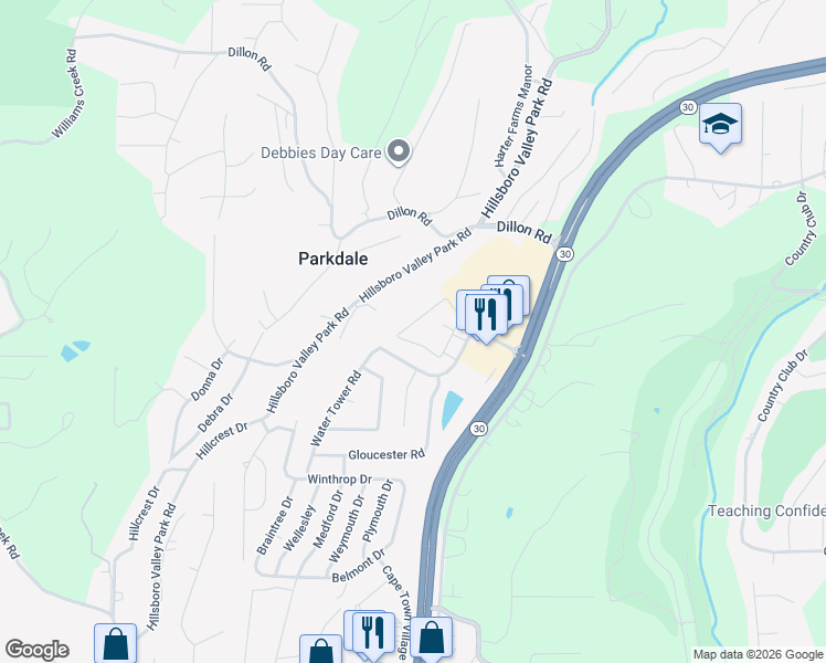 map of restaurants, bars, coffee shops, grocery stores, and more near 148 Brandy Mill Circle in High Ridge