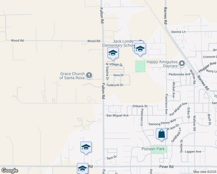map of restaurants, bars, coffee shops, grocery stores, and more near 2448 Tedeschi Drive in Santa Rosa