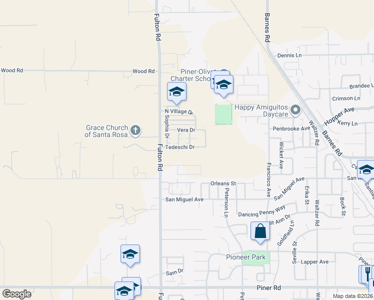map of restaurants, bars, coffee shops, grocery stores, and more near 2380 Tedeschi Drive in Santa Rosa
