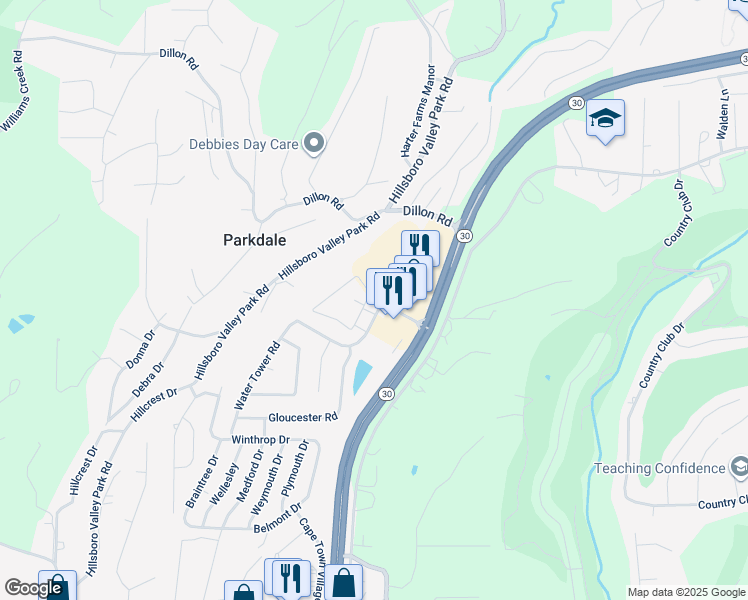 map of restaurants, bars, coffee shops, grocery stores, and more near 194 Brandy Mill Circle in High Ridge