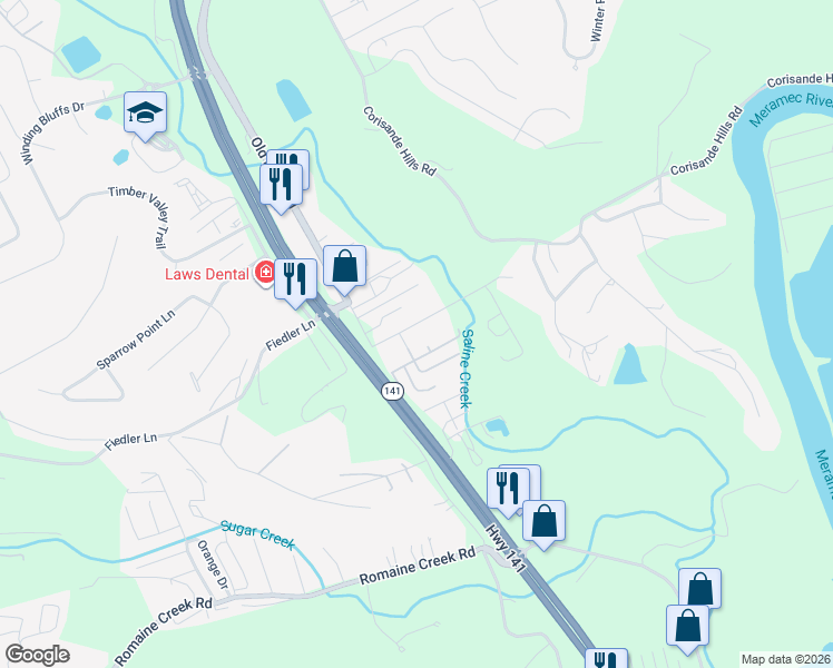 map of restaurants, bars, coffee shops, grocery stores, and more near 212-214 Cool Valley Drive in Fenton