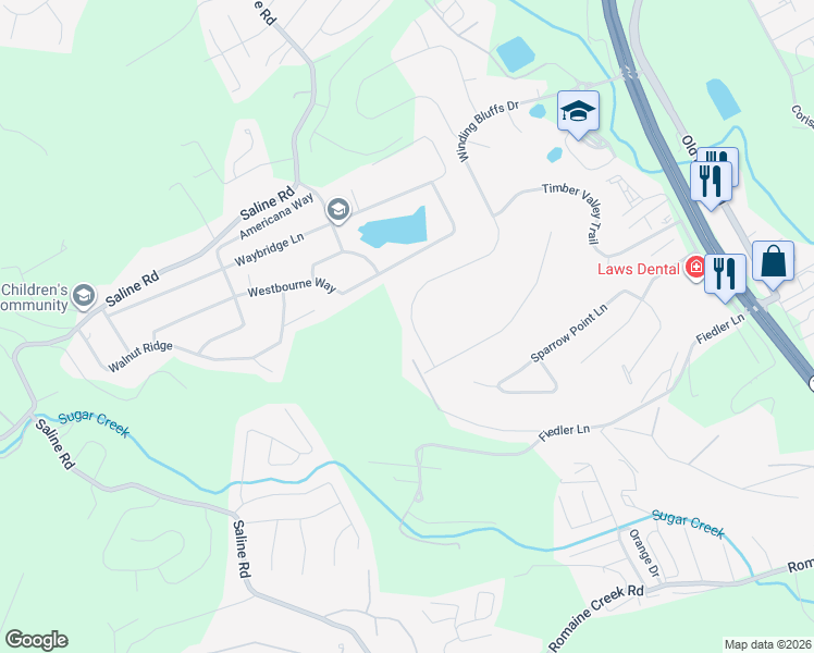 map of restaurants, bars, coffee shops, grocery stores, and more near 741 Winding Bluffs Drive in Fenton