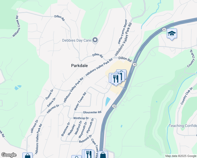 map of restaurants, bars, coffee shops, grocery stores, and more near 148 Brandy Mill Circle in High Ridge