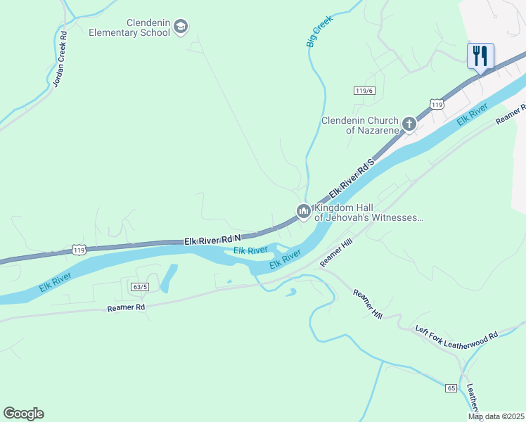 map of restaurants, bars, coffee shops, grocery stores, and more near 37 Ballenger Lane in Elkview