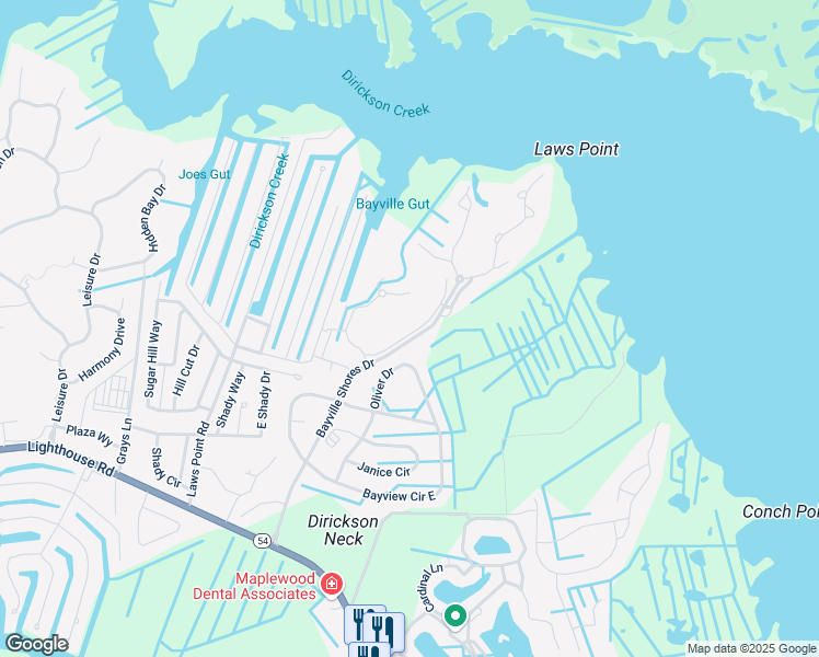 map of restaurants, bars, coffee shops, grocery stores, and more near 1021 Lake Drive in Selbyville