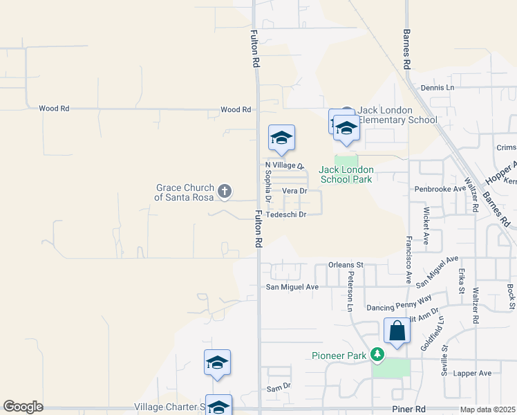 map of restaurants, bars, coffee shops, grocery stores, and more near 2275 Fulton Road in Santa Rosa
