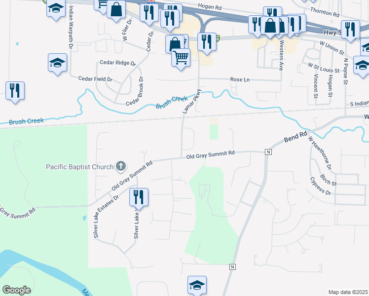 map of restaurants, bars, coffee shops, grocery stores, and more near 1945 Old Gray Summit Road in Pacific