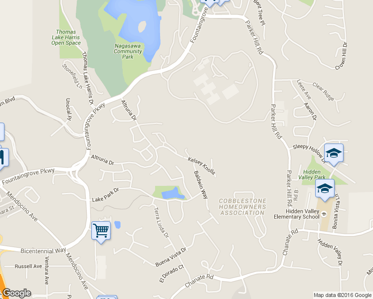 map of restaurants, bars, coffee shops, grocery stores, and more near 3588 Kelsey Knolls in Santa Rosa