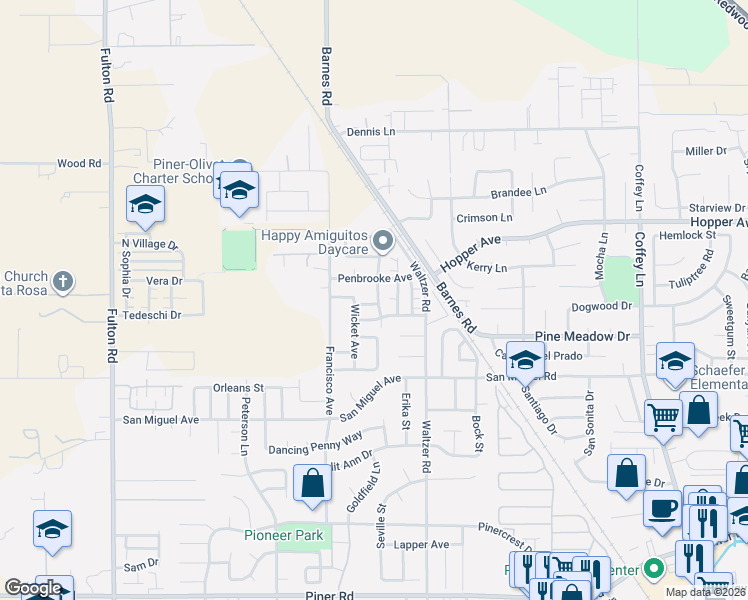 map of restaurants, bars, coffee shops, grocery stores, and more near 2321 Brompton Avenue in Santa Rosa