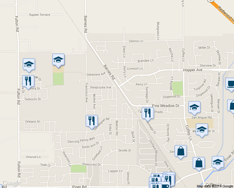 map of restaurants, bars, coffee shops, grocery stores, and more near 2292 Brompton Avenue in Santa Rosa