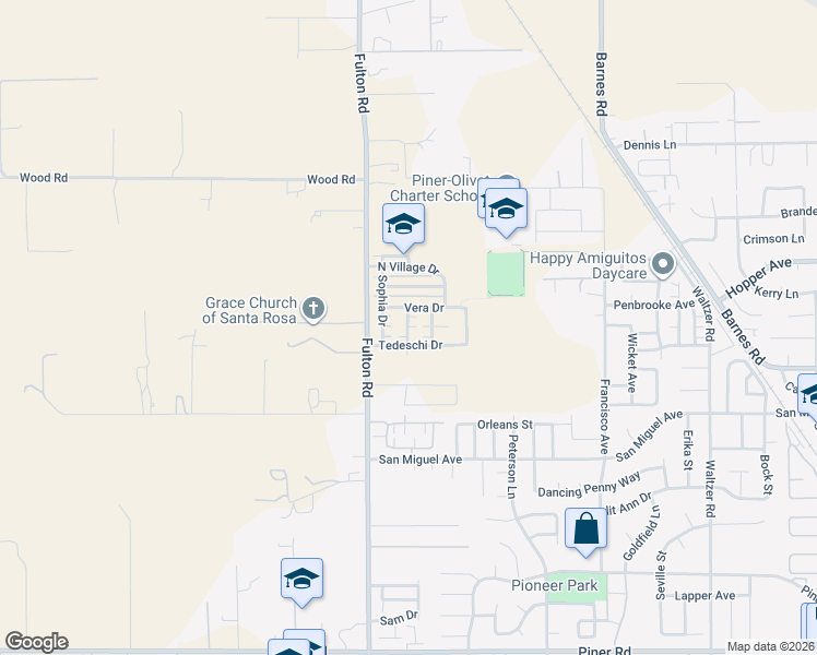 map of restaurants, bars, coffee shops, grocery stores, and more near 2380 Tedeschi Drive in Santa Rosa