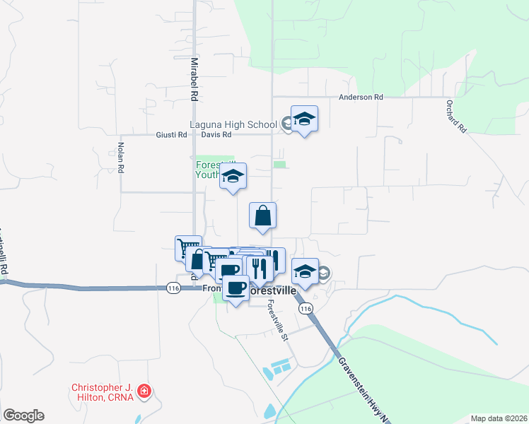 map of restaurants, bars, coffee shops, grocery stores, and more near 6710 Covey Road in Forestville