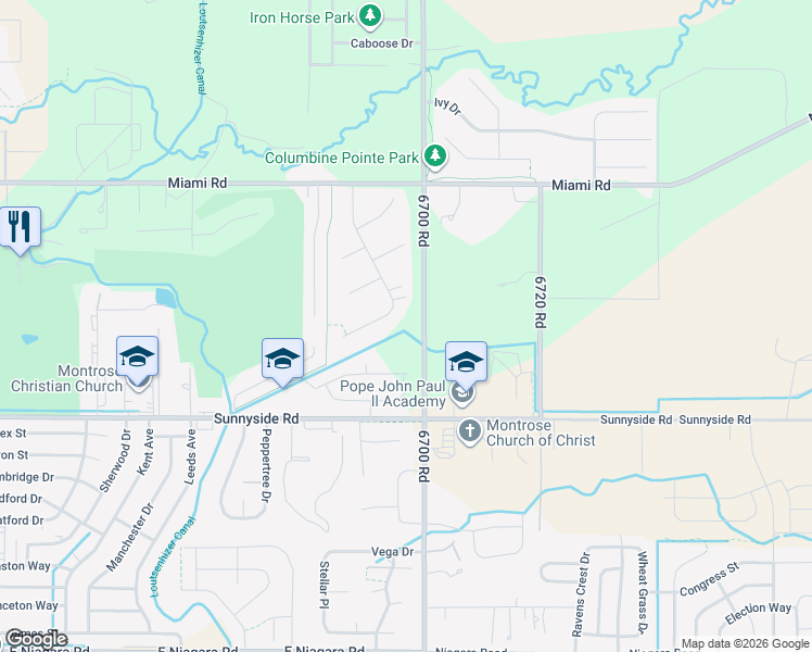 map of restaurants, bars, coffee shops, grocery stores, and more near 914 Laurel Lane in Montrose