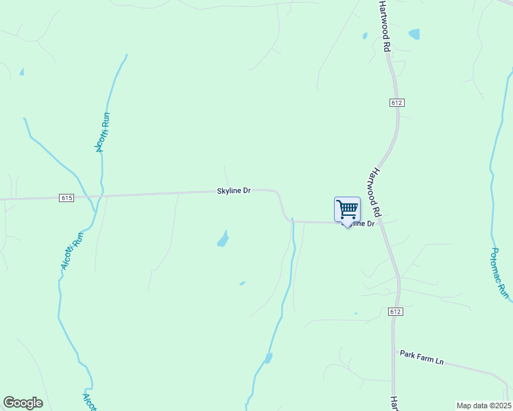 map of restaurants, bars, coffee shops, grocery stores, and more near 97 Skyline Drive in Fredericksburg