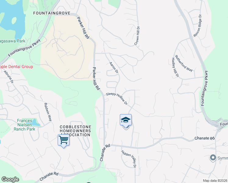 map of restaurants, bars, coffee shops, grocery stores, and more near 3530 Aaron Drive in Santa Rosa
